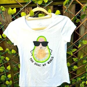 WHIMSICAL, adorable Avocado 🥑 T Shirt. Tongue in cheek,Play on words. Like new
